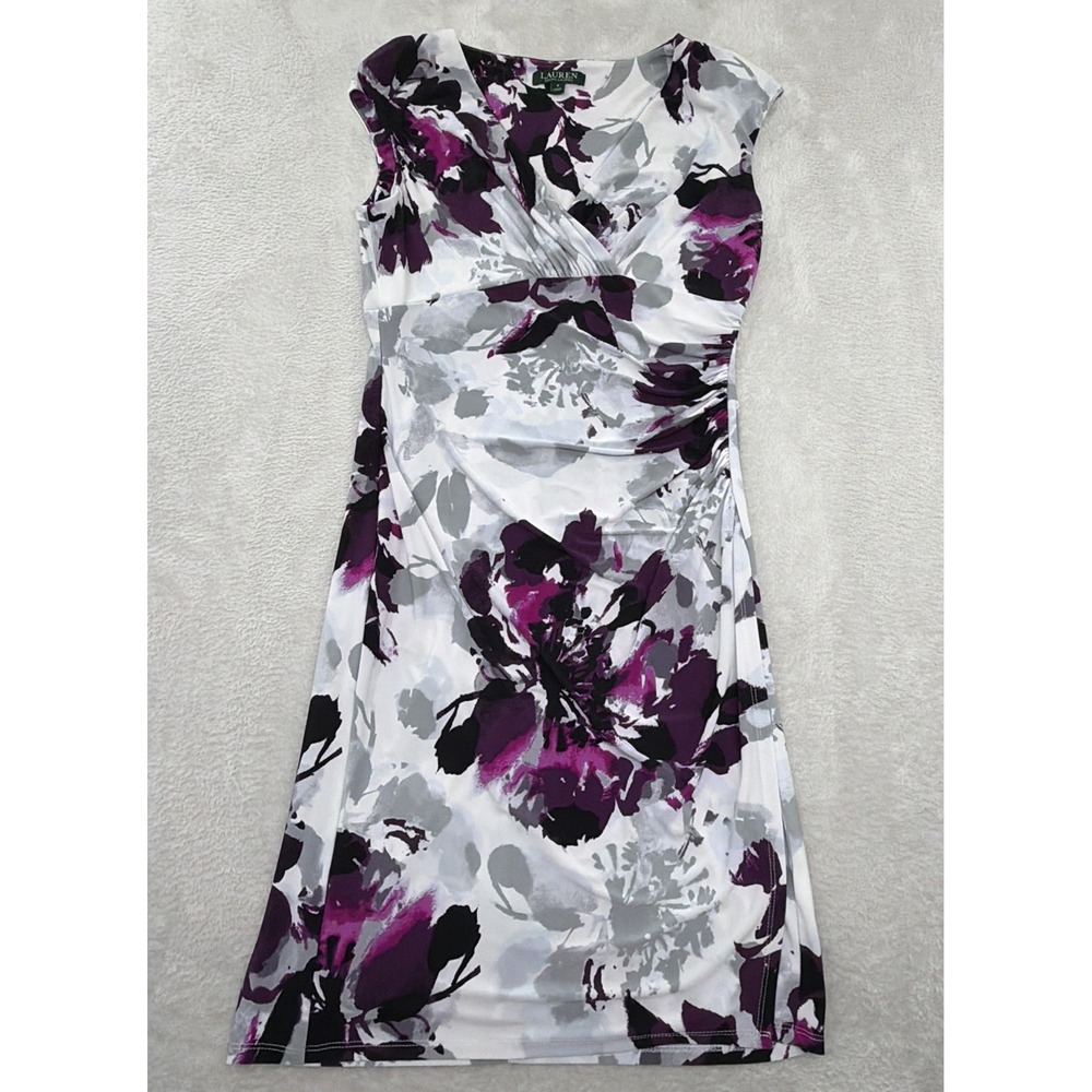Lauren Ralph Lauren Cap-Sleeve Sheath Dress Woman's Size 8 Floral Casual/ Work
